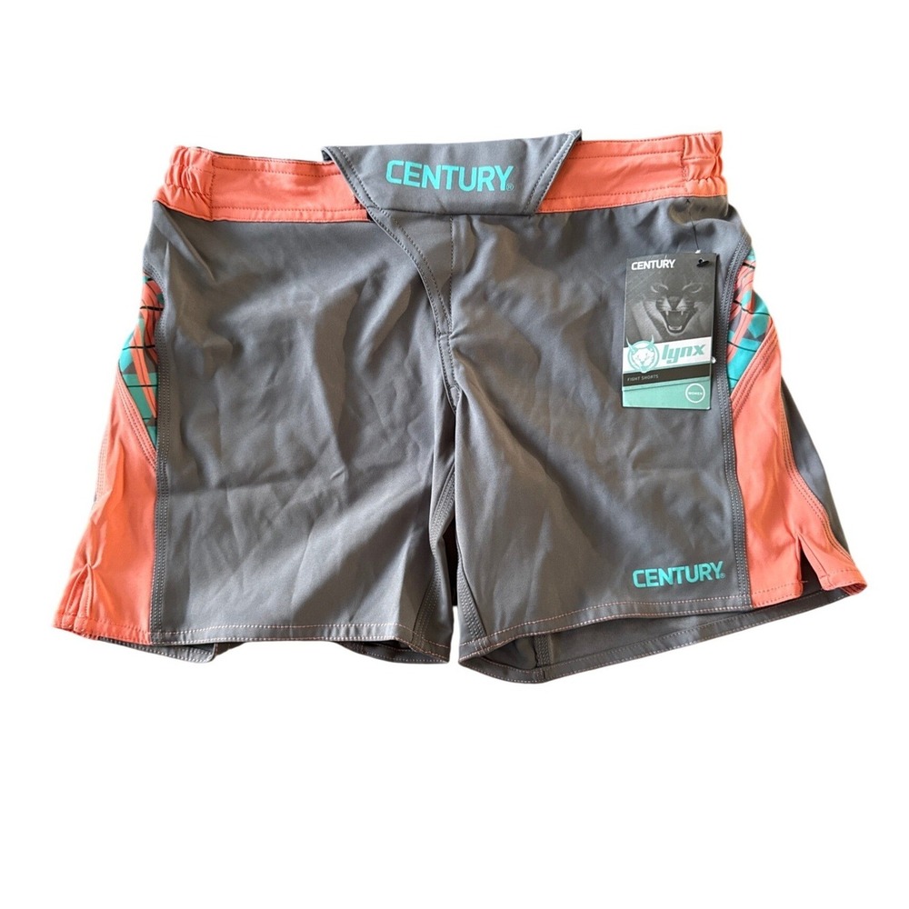 Century Womens Lynx Fight Shorts 8 Gray Orange MMA Grappling Kickboxing Training